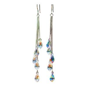 Elegant Silver Crystal Drop Earrings